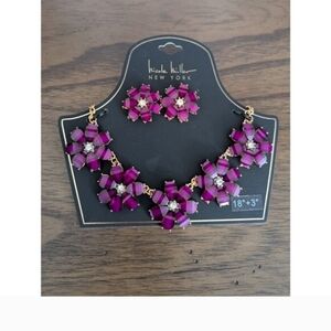 NOT FOR SALE -In Search Of Nicole Miller Fuchsia Floral Statement Set
